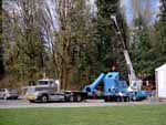 Loading turbine system on truck at Canyon Hydro