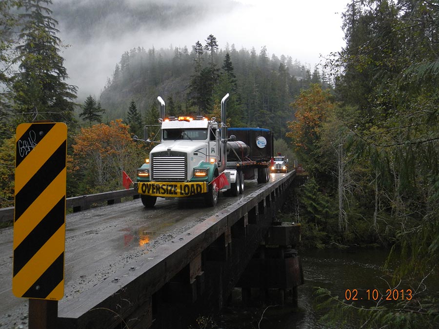 Equipment being delivered to the project site.
