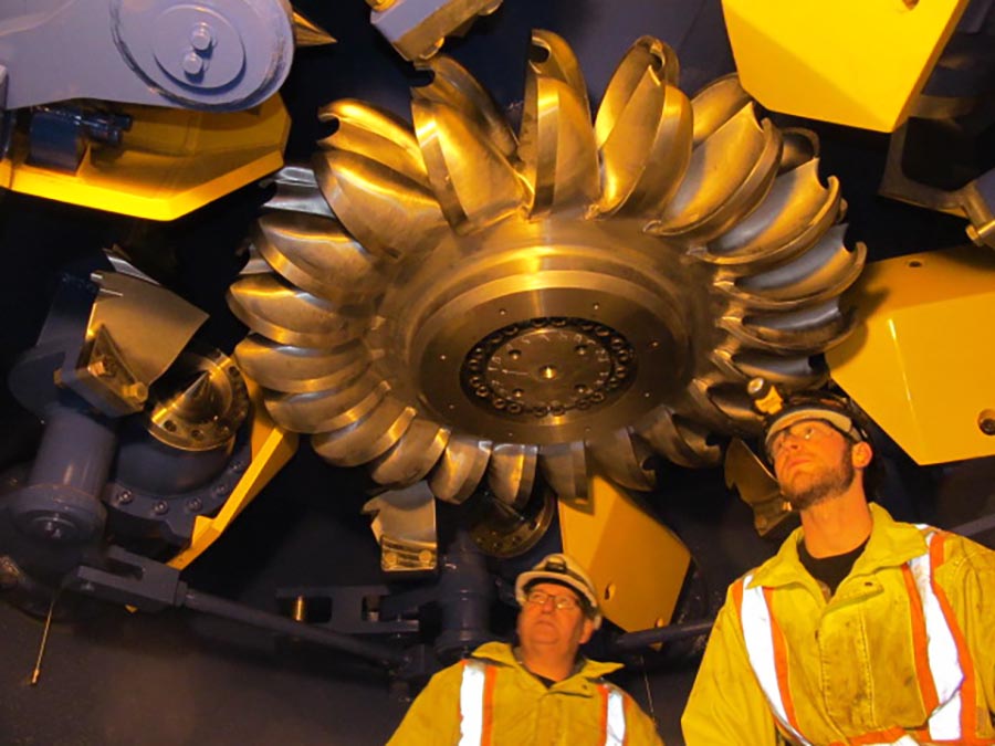Turbine runner and nozzles (inside turbine).