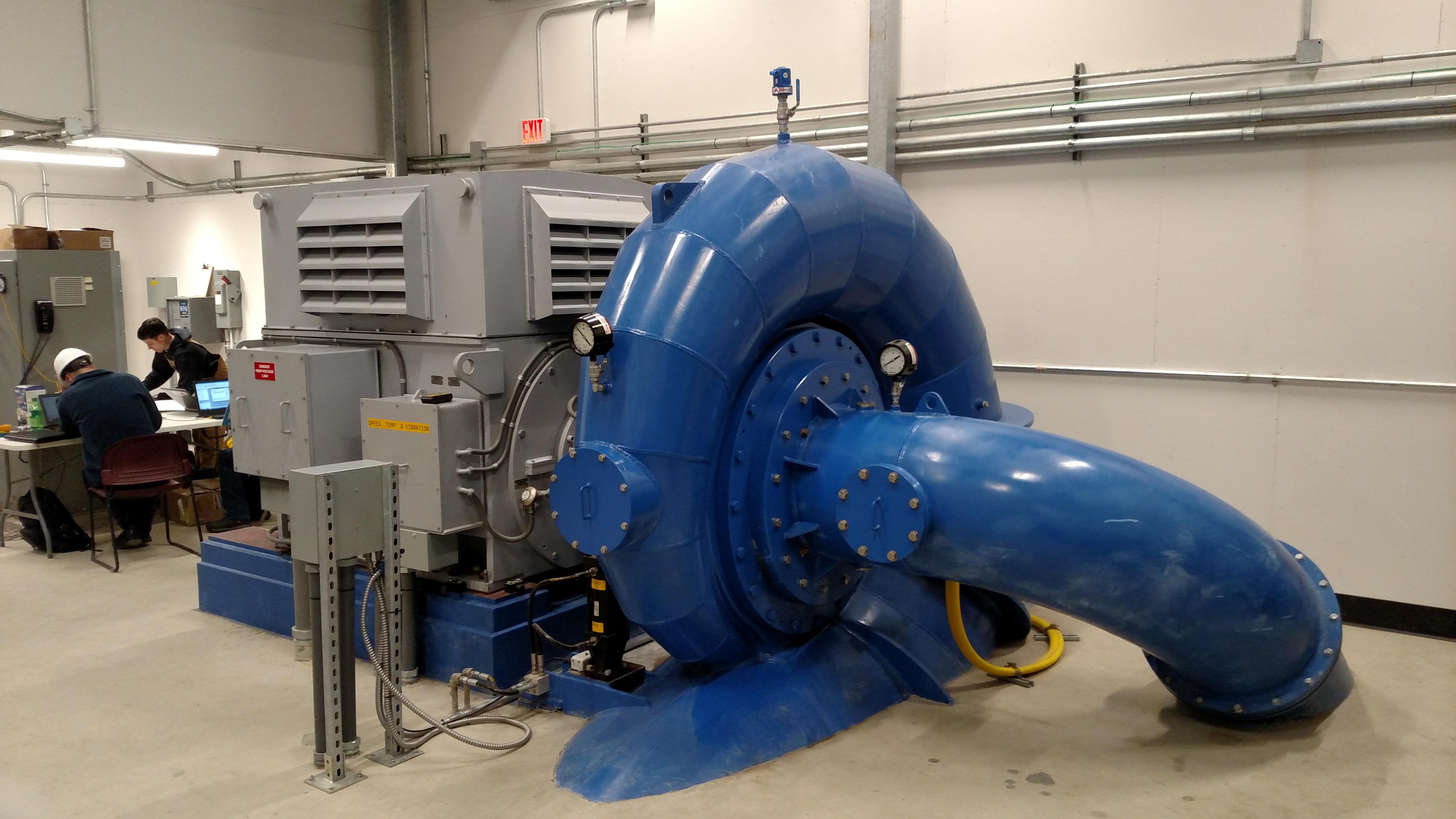 Turbine and generator installed.